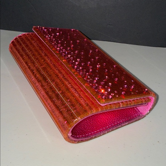 KURT GEIGER NEW Glittery Pink Clutch multi way crossbody Bag - Picture 9 of 10